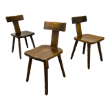 3 T chairs brutalists solid wood