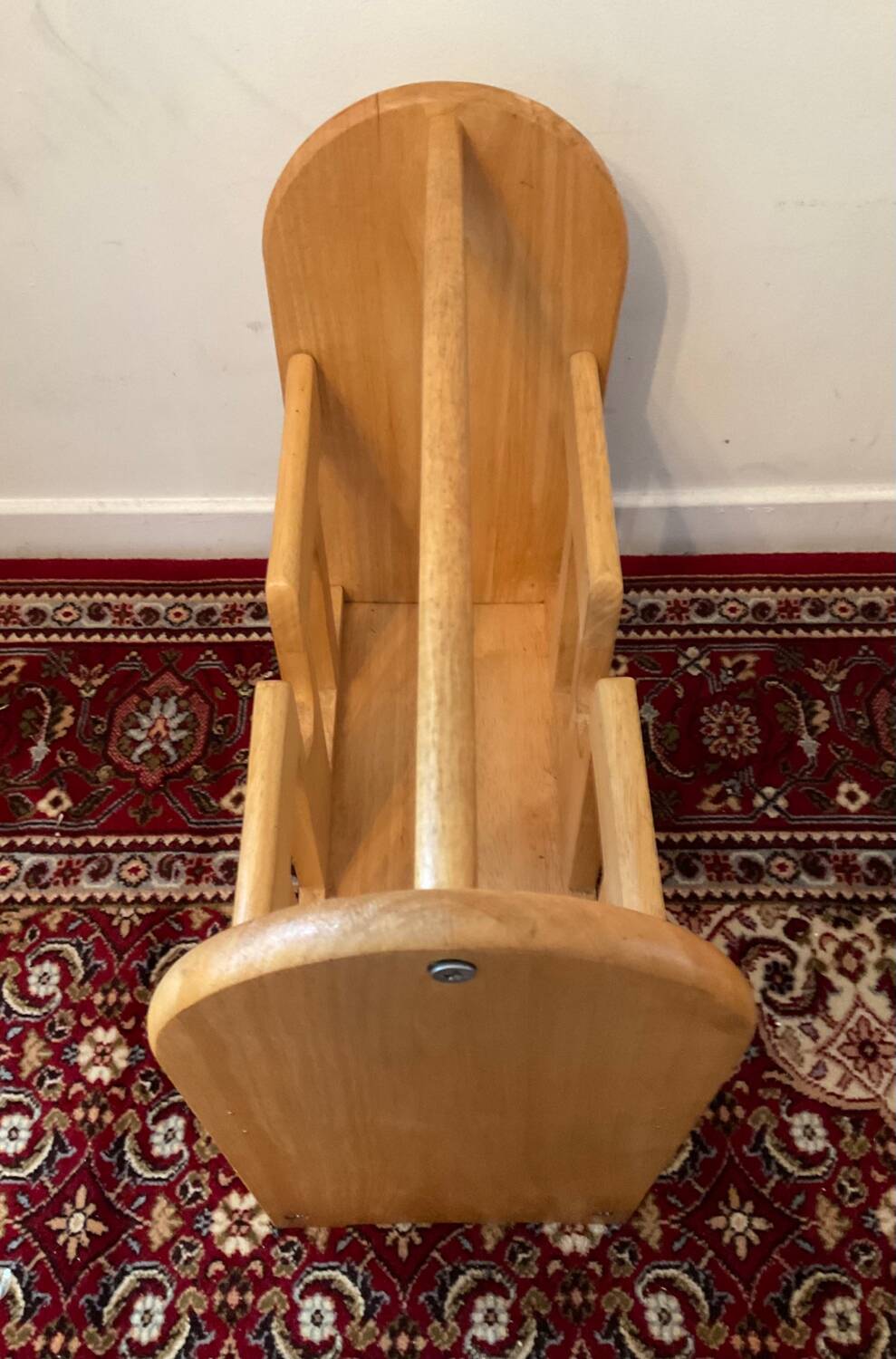 Vintage magazine rack in blond wood
