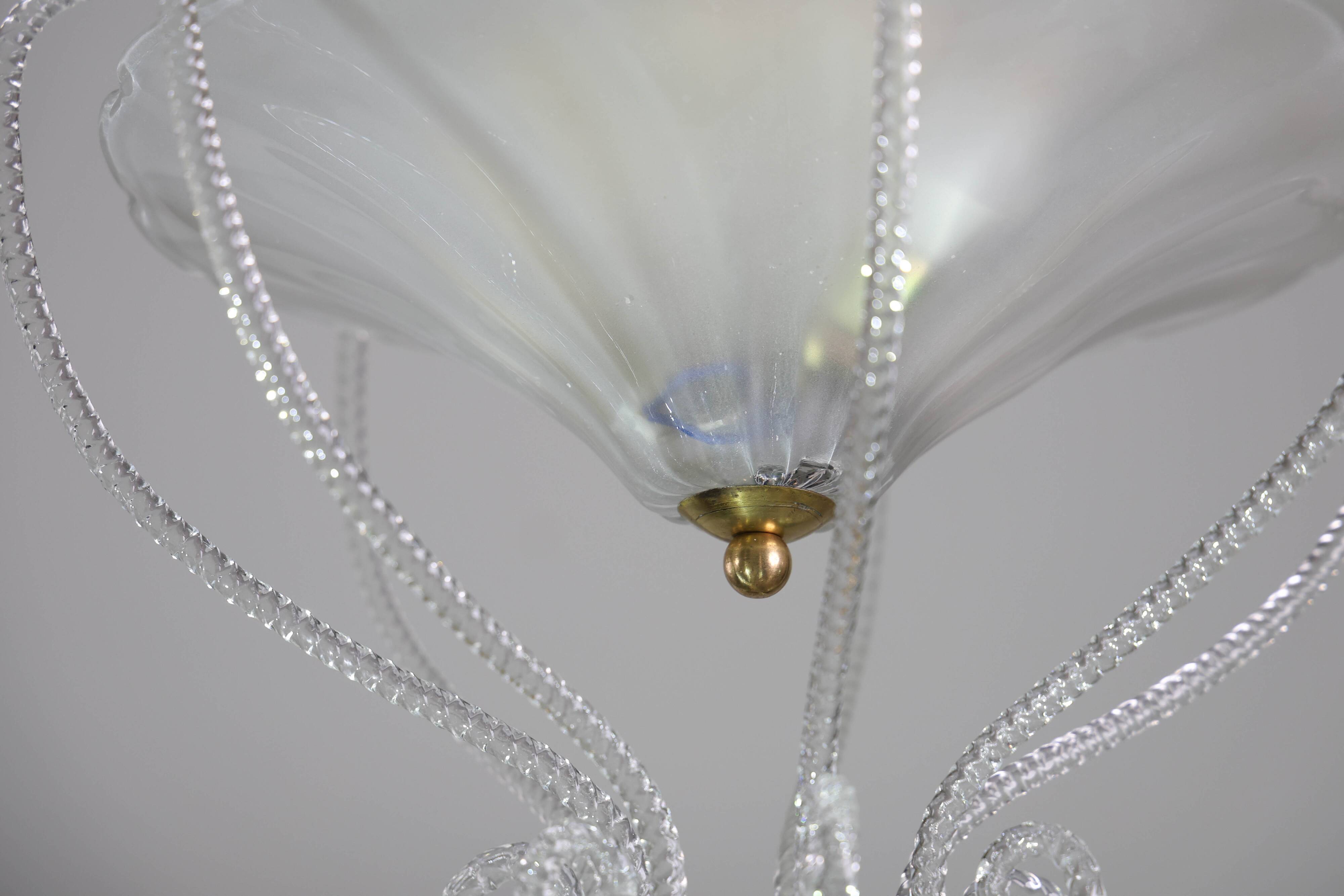 Art Decò Barovier e Toso "Fountain" Murano Glass Chandelier, 1950