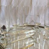 Set of 6 flutes 70s luminarc Arcoroc