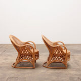 French bohemian set of 2 bamboo chairs from the 1960