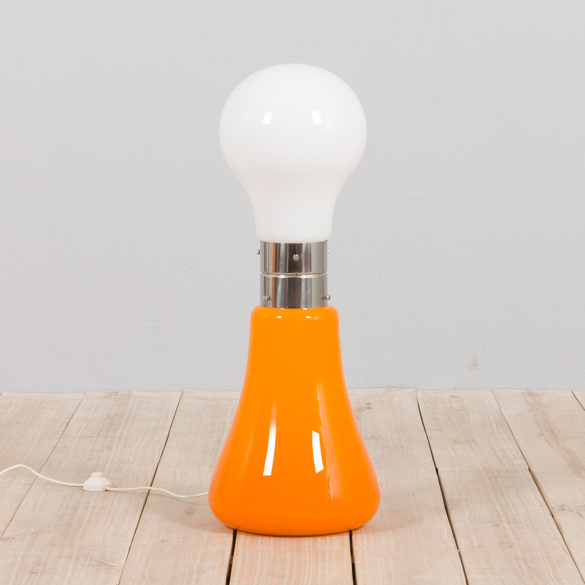 Brillo floor lamp by Carlo Nason for Mazzega in white and orange Murano glass