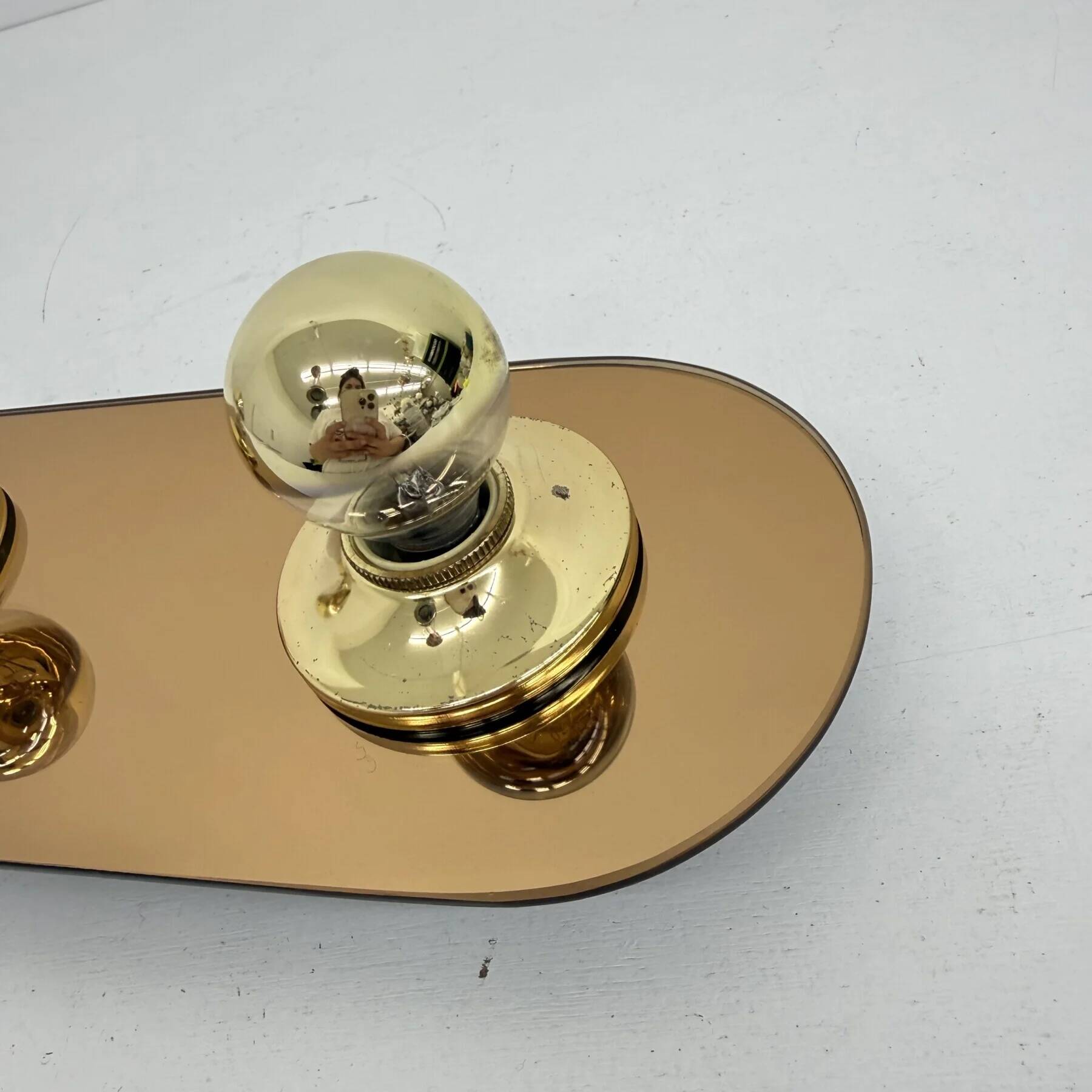 Vintage pop art space age bronze mirrored wall lamp, Eglo, Germany, 1980s