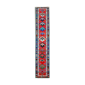 Tapis oriental coureur ancien fait à la main 80 cm x 396 cm