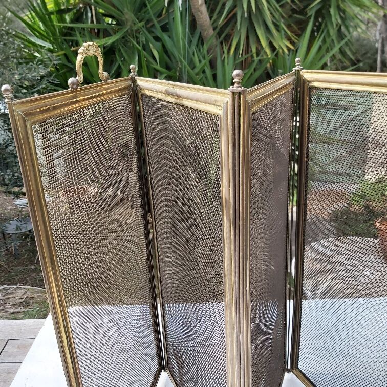 Ancient bronze and brass signed fire pare