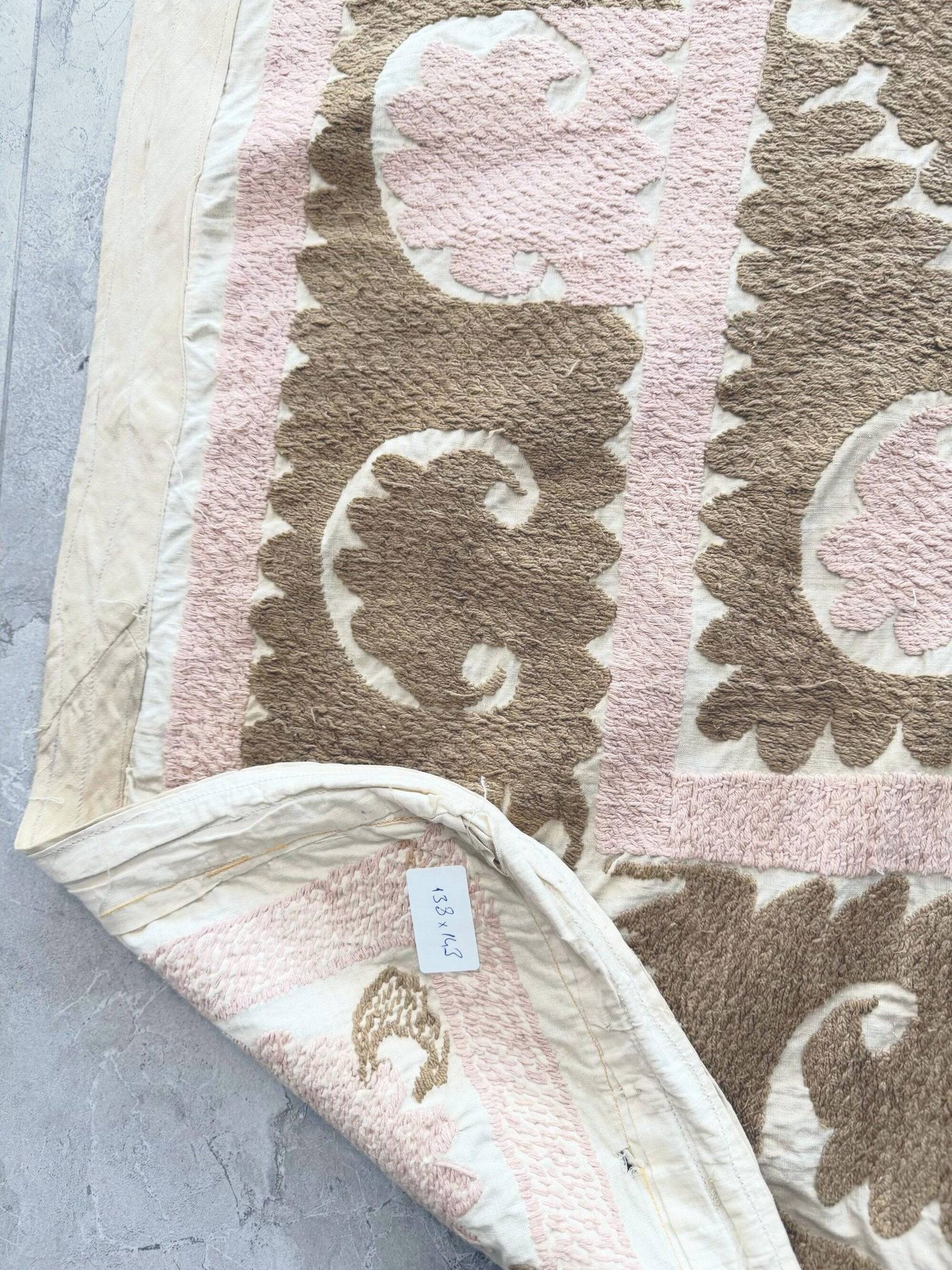 Vintage hand-embroidered tablecloth 137x142 cm