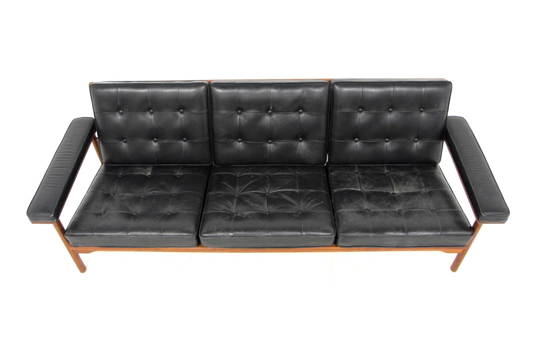 3-seater leather sofa, ope olof persson, sweden, 1960s