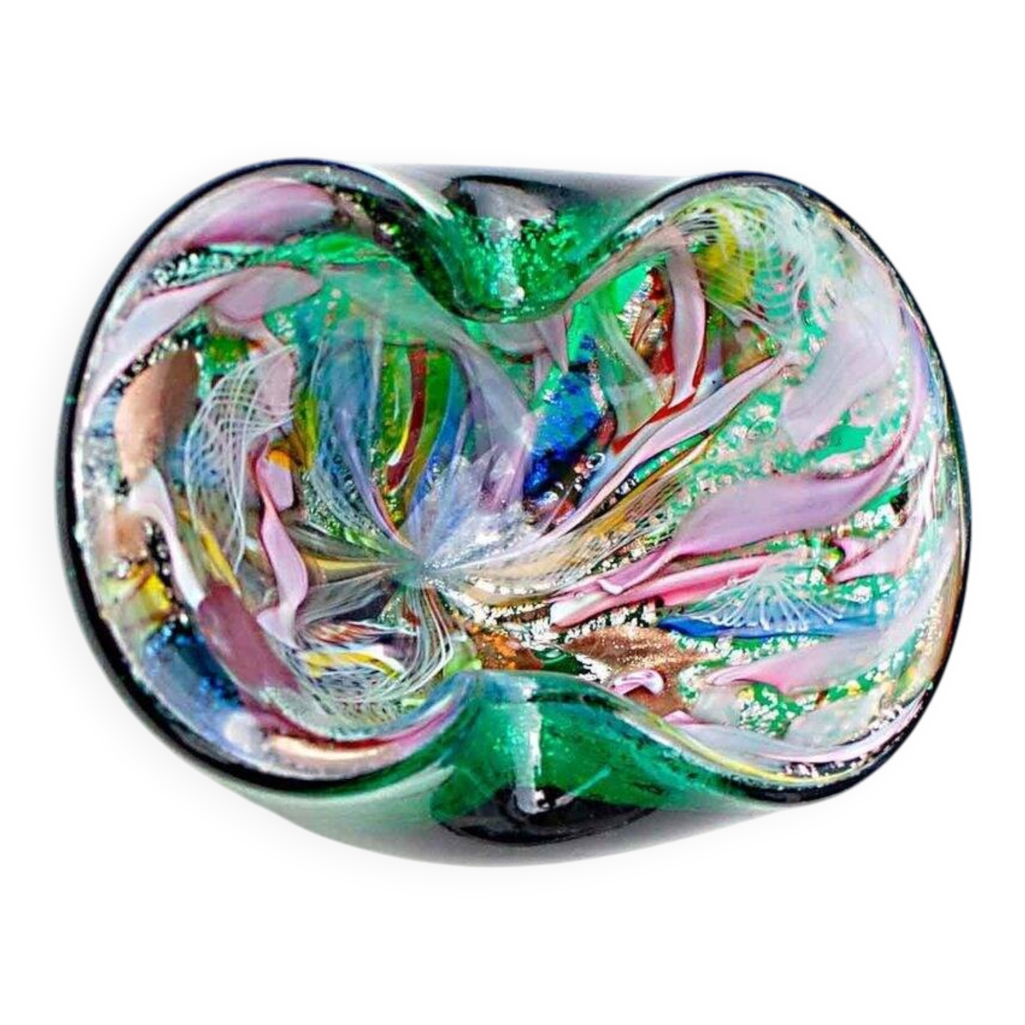 Cendrier/Vide-poche vintage Murano Tutti Frutti Vert