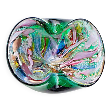 Vintage Murano Tutti Frutti Green Ashtray/Trinket Dish