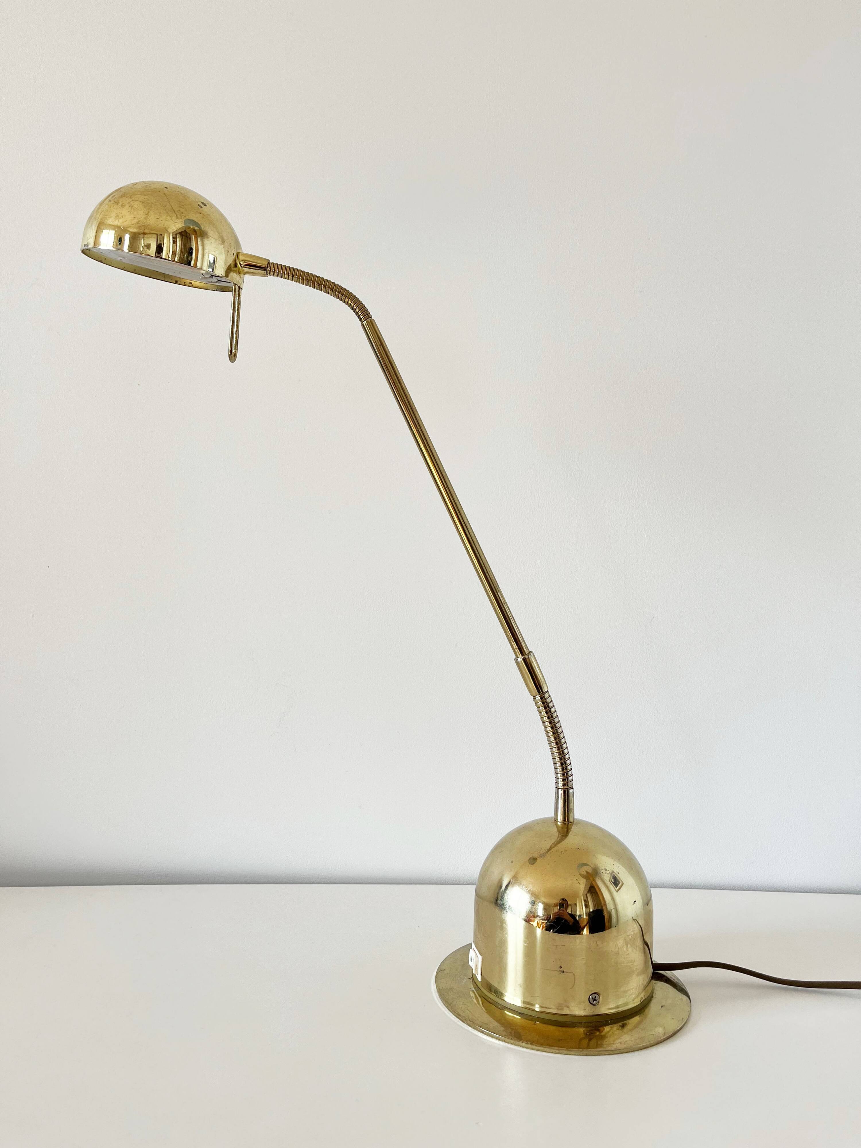 1980s brass articulated desk lamp