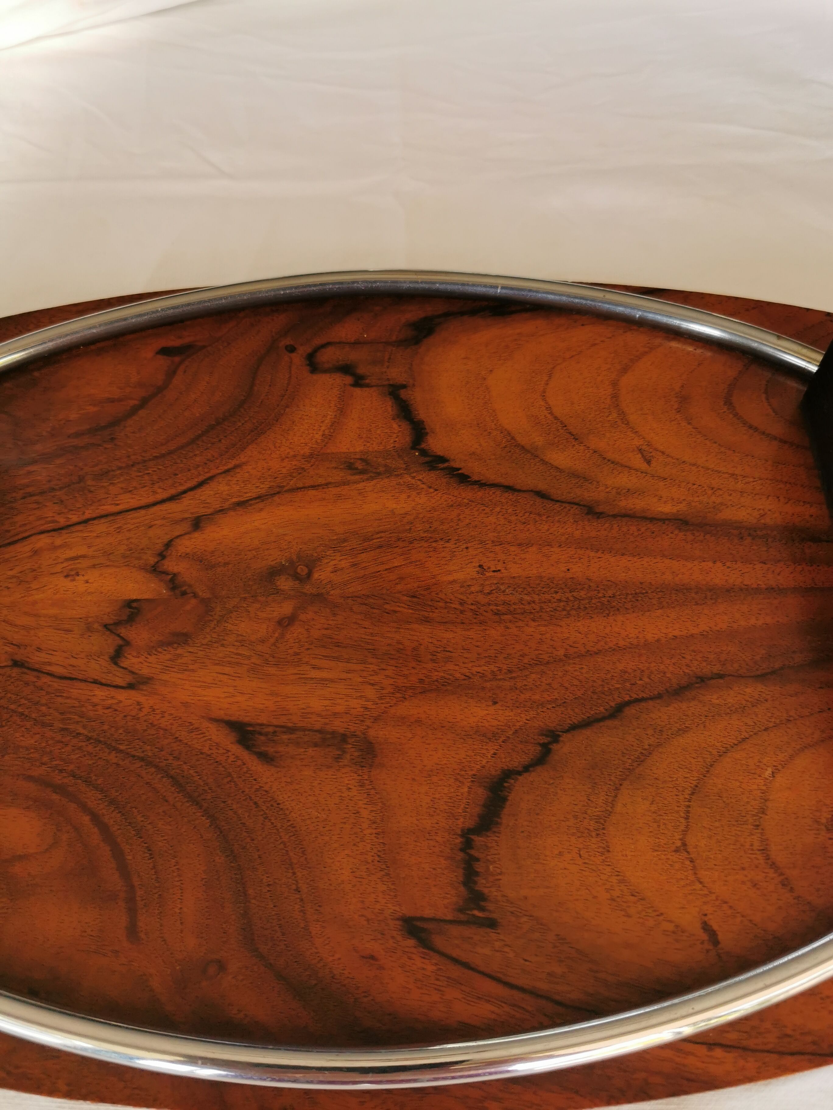 Art Deco tray in solid walnut and ebony