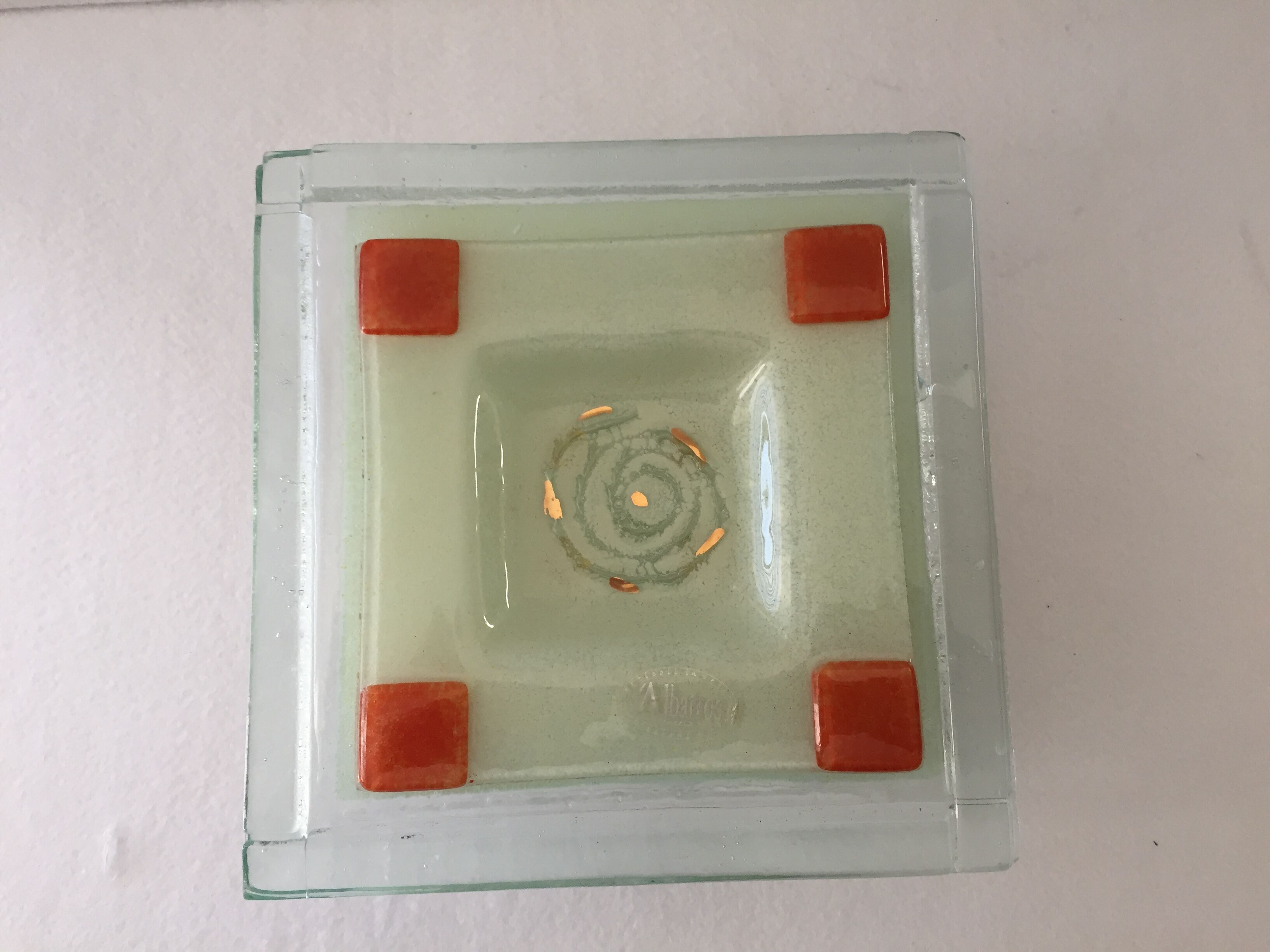 Ashtray & pocket trays melted glass from murano "albatross" venezia italy