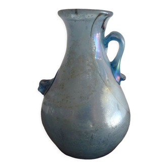 Vase with handle Scavo Seguso Vetri D'arte iridescent glass Murano 1950