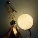 Vintage wall lamp in gold metal and white opaline