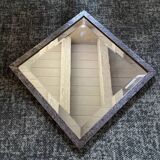 Art Deco mirror in chiseled wrought iron with beveled glass