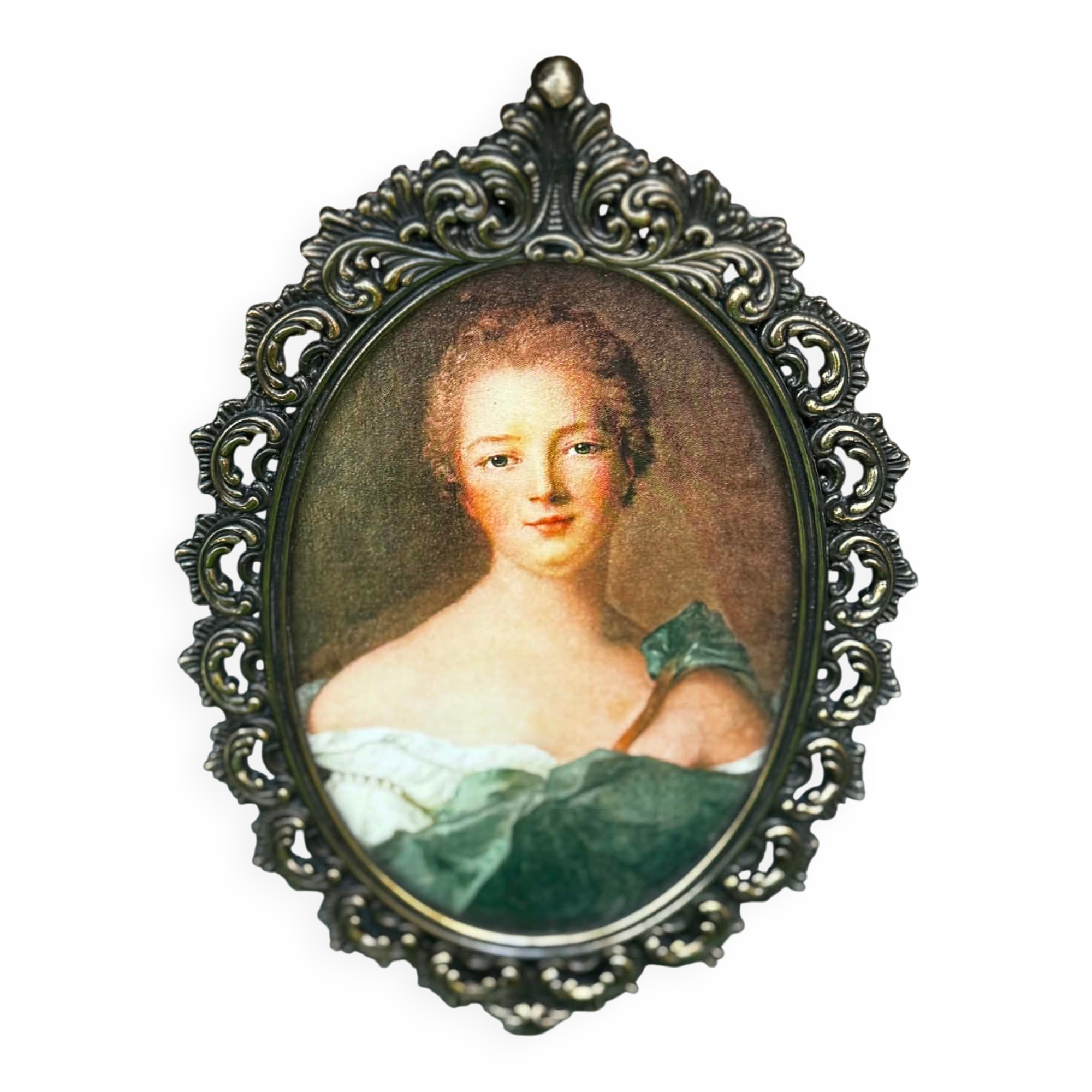 Cadre médaillon en laiton, XIXe siècle