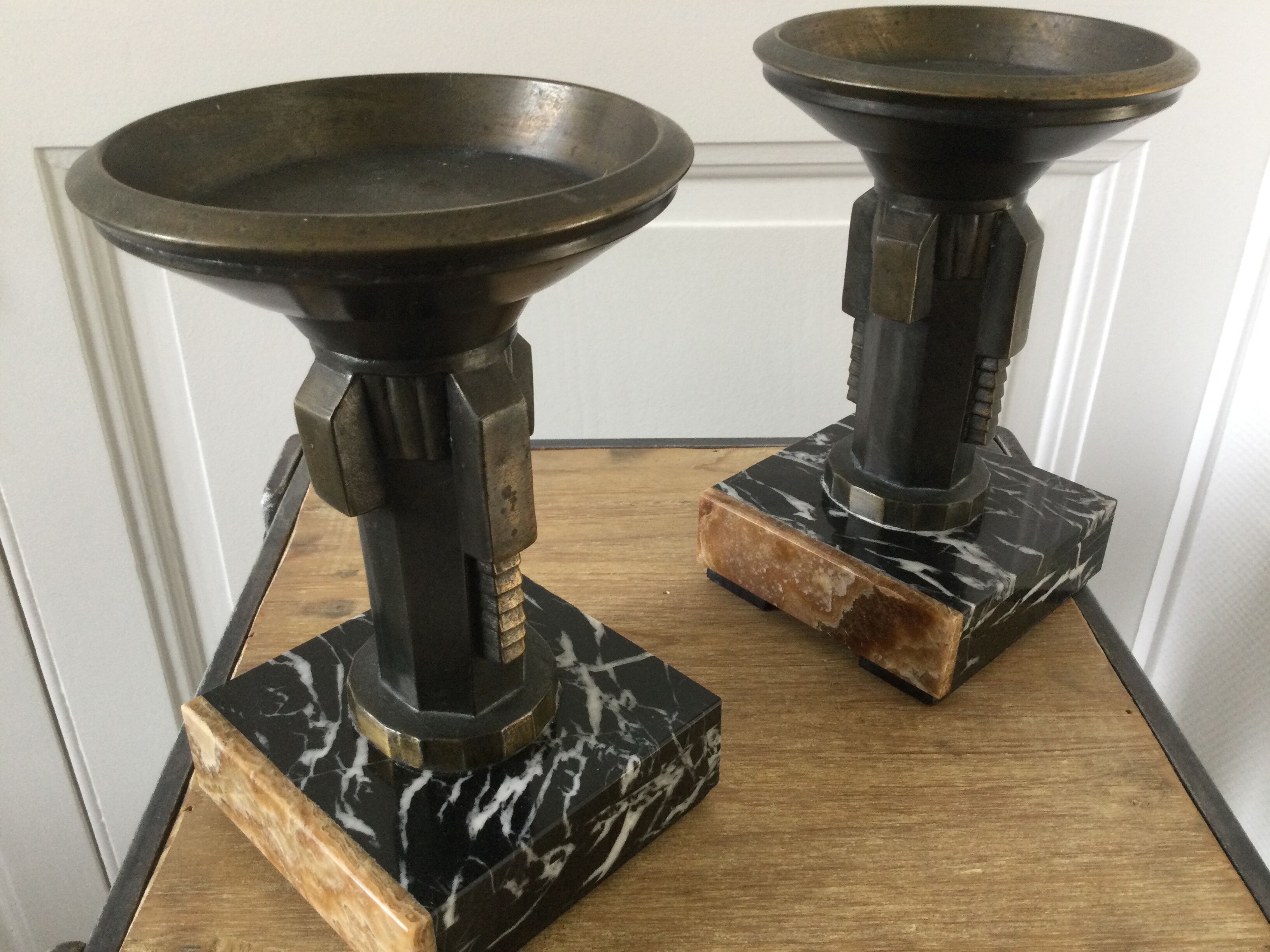 Pair of empty pocket or candle holder 40s art deco