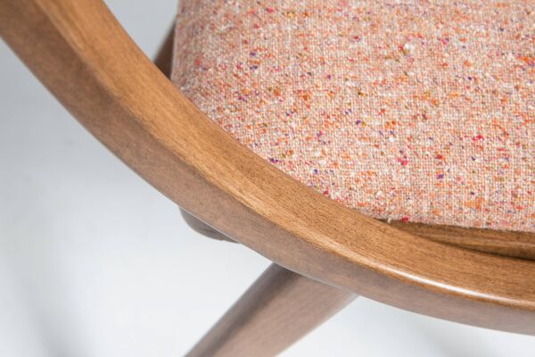Chaise Bumerang Mid-Century Modern, Laine Pêche Orange, Pologne, Années 1960