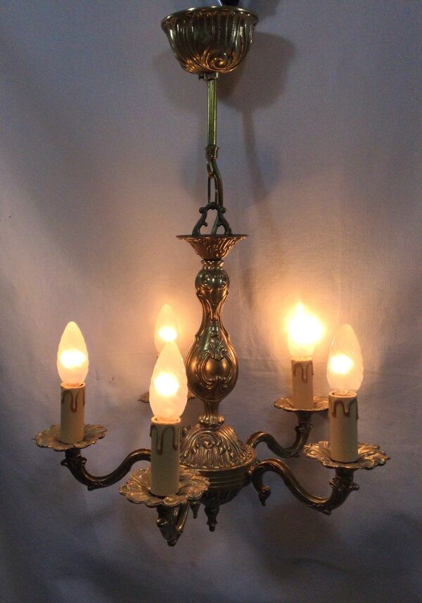 Lustre 5 lumières en bronze