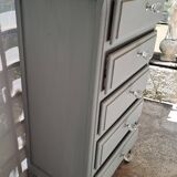 Grey painted wooden chest of drawers, France 1940