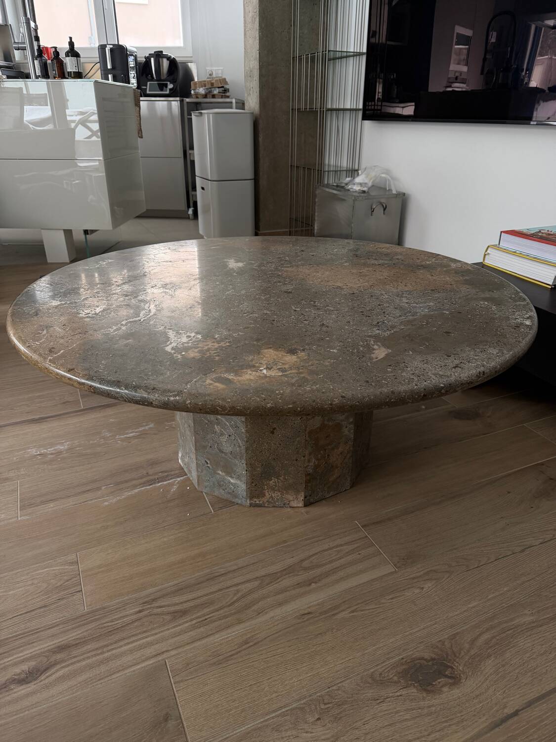 Fossil stone marble coffee table