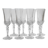 Verres à champagne en cristal clair - Ensemble de 8, cristal taillé italien Melodia, barware vintage des années 1980