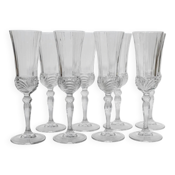 Verres à champagne en cristal clair - Ensemble de 8, cristal taillé italien Melodia, barware vintage des années 1980