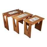 Set of 3 nesting tables by Guillerme and Chambron, France, 1960s