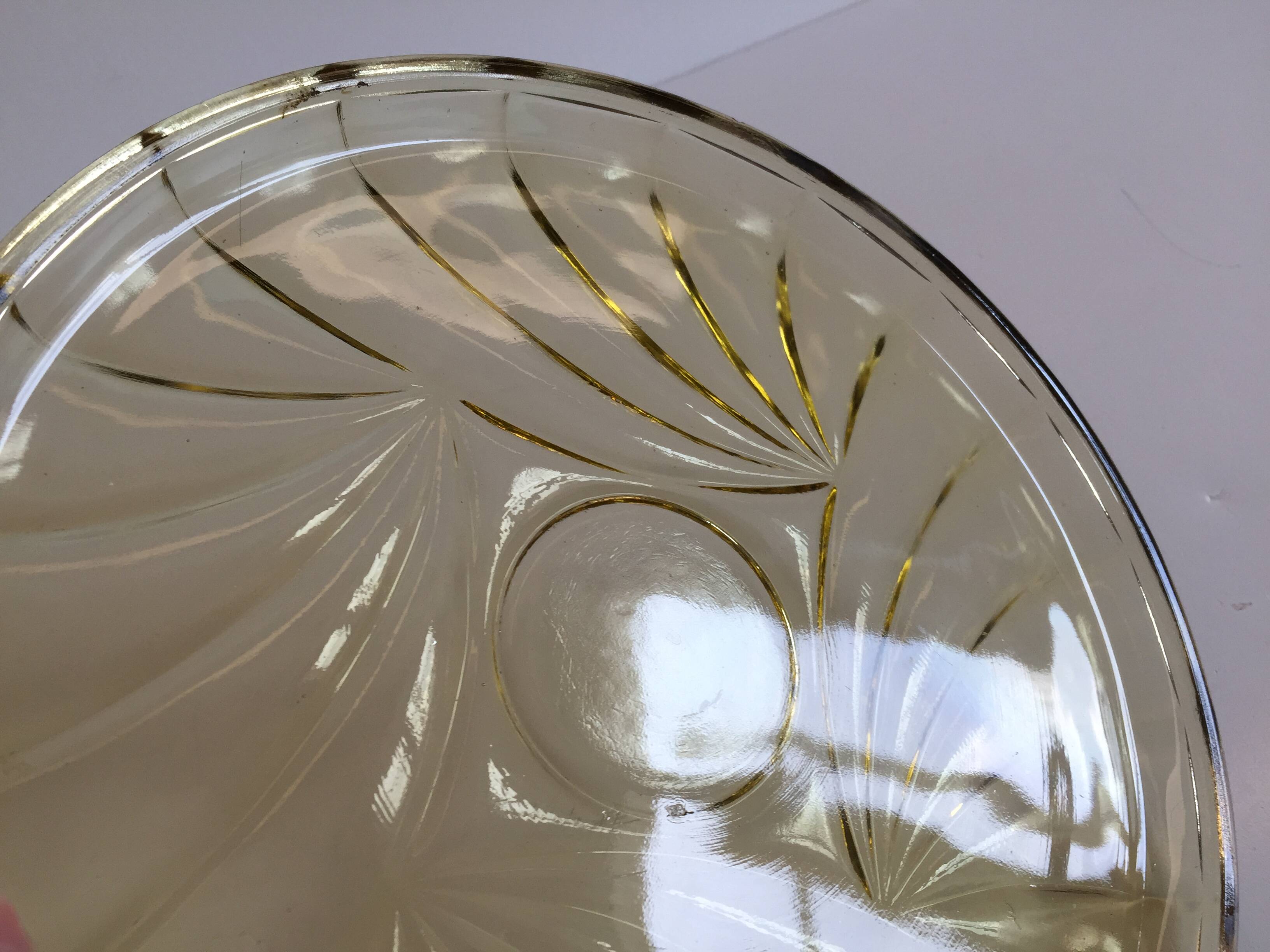 ART DECO Tray and Carafe Amber Yellow Glass