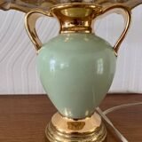 Vintage bedside lamp with green and gold porcelain foot