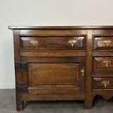 Large English sideboard, dresser, solid oak buffet George II 18th century.