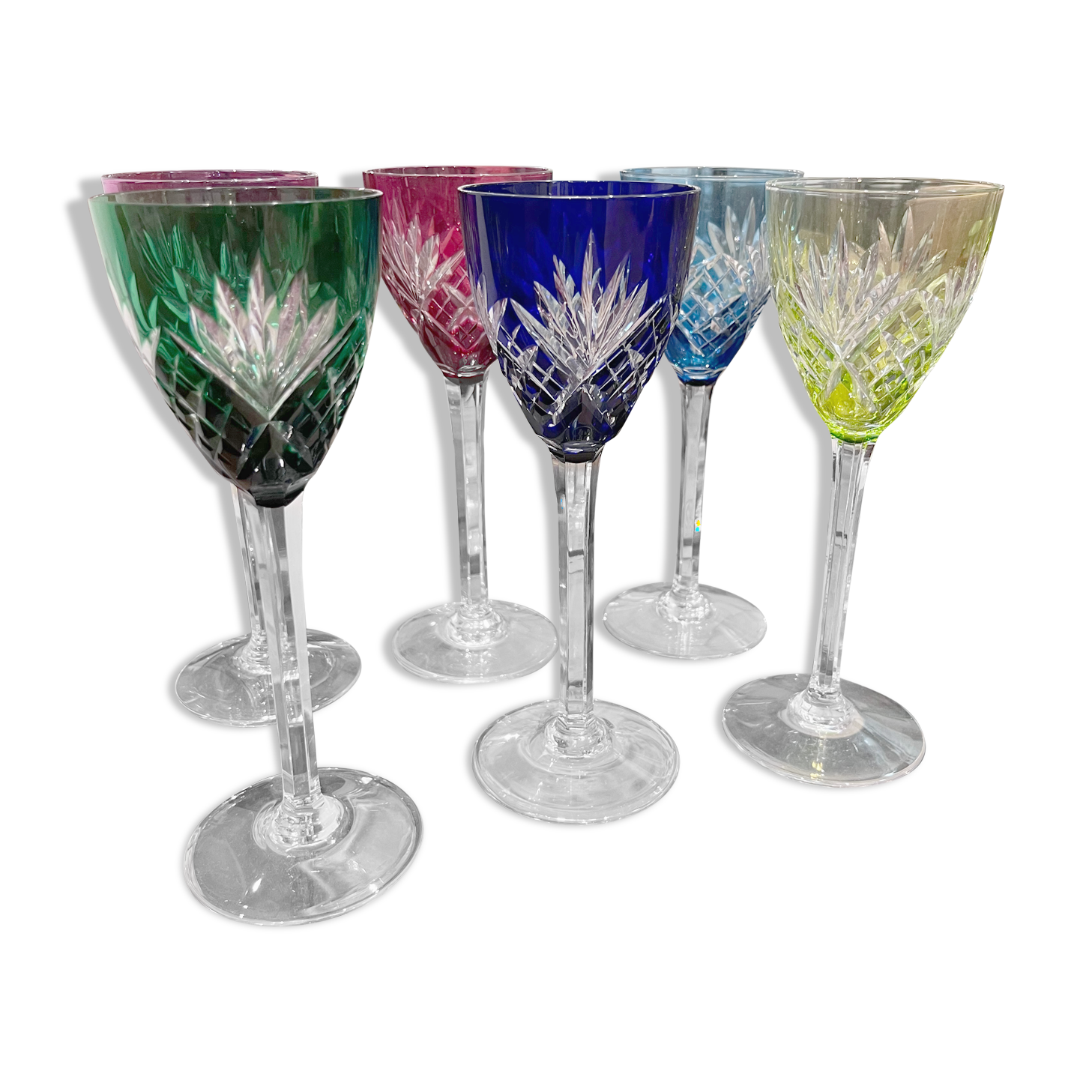 6 verres de couleurs saint Louis