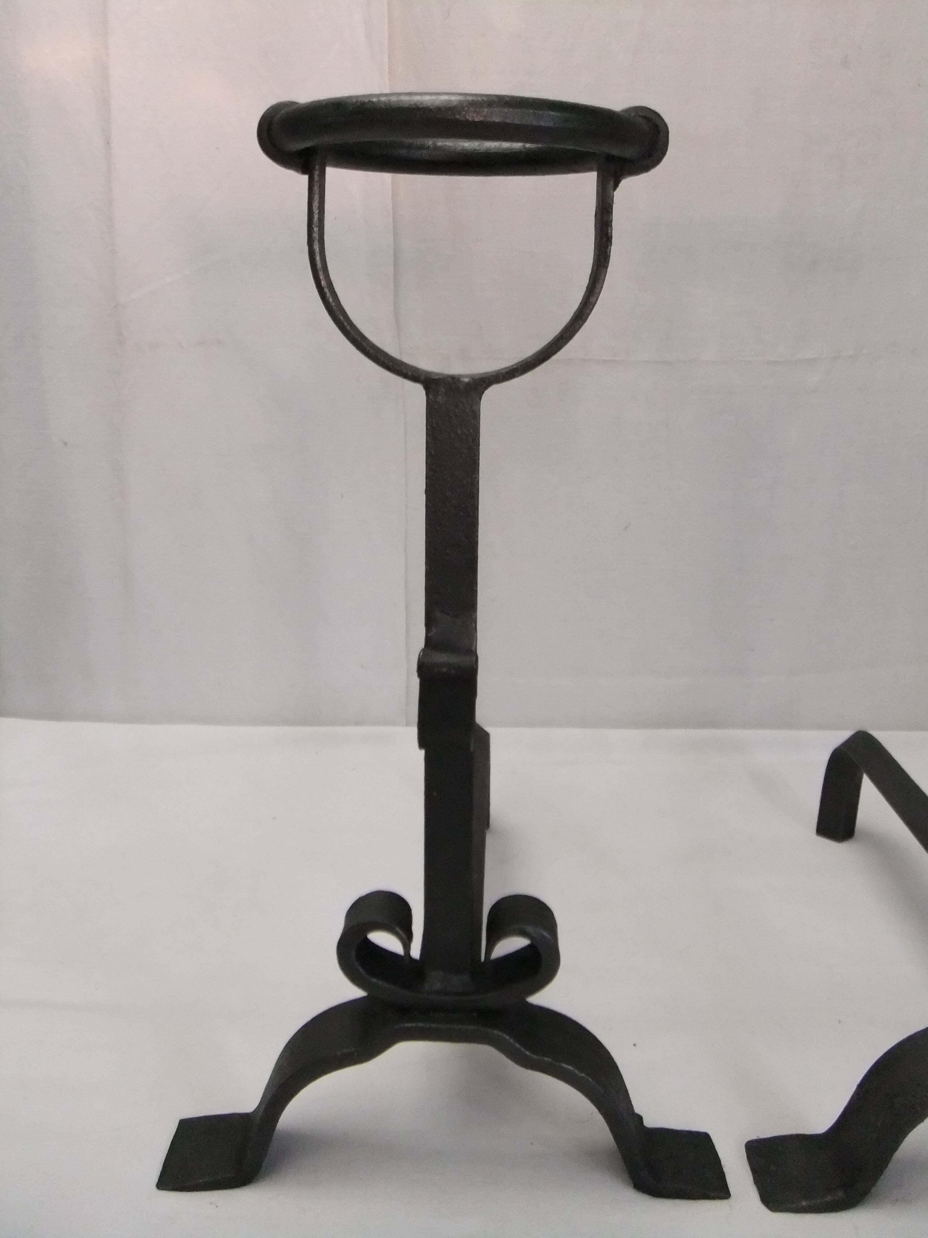 Old cast iron bowl Landier firewood fireplace accessory