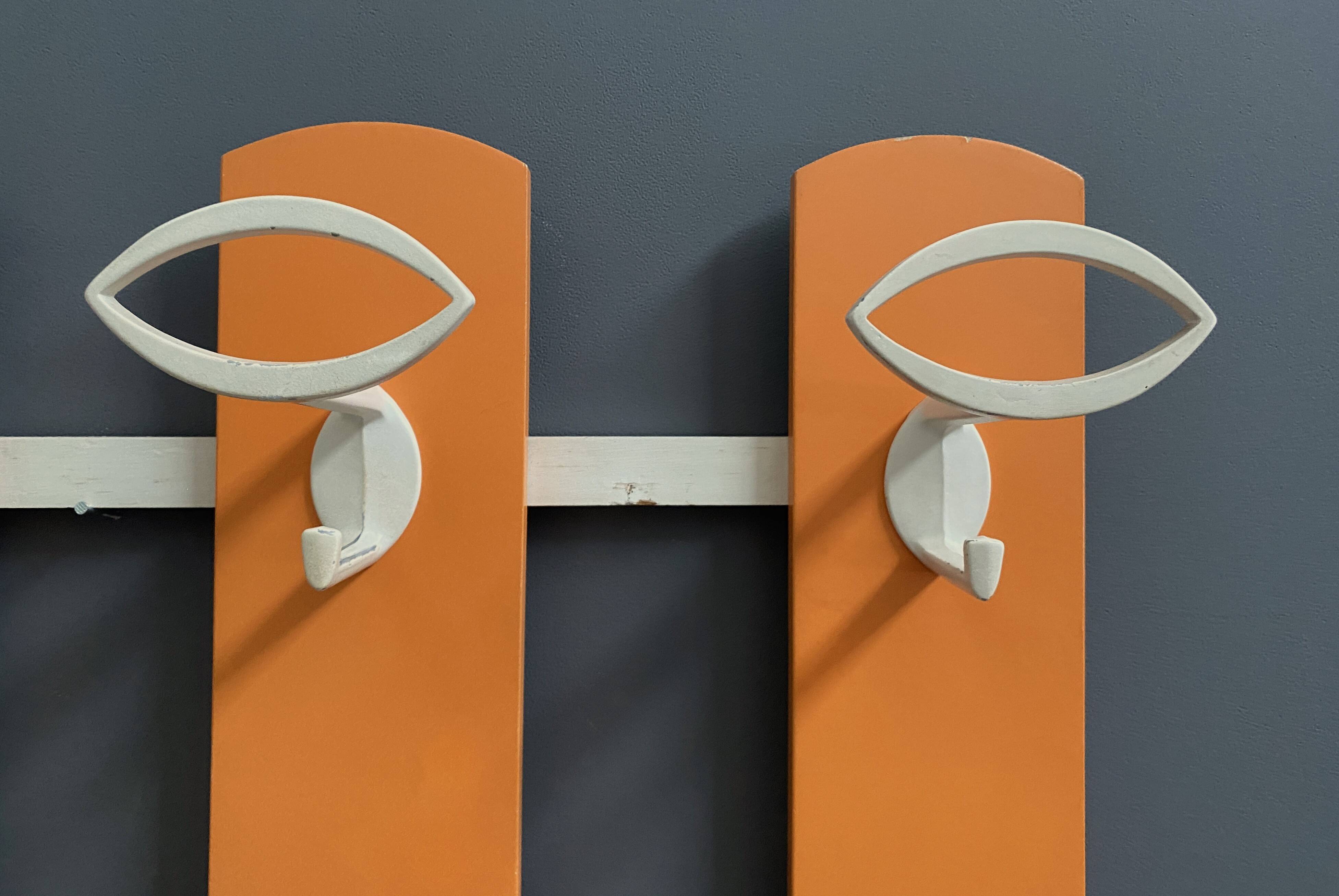 Orange wall unit Coat rack 1970s by ED Design