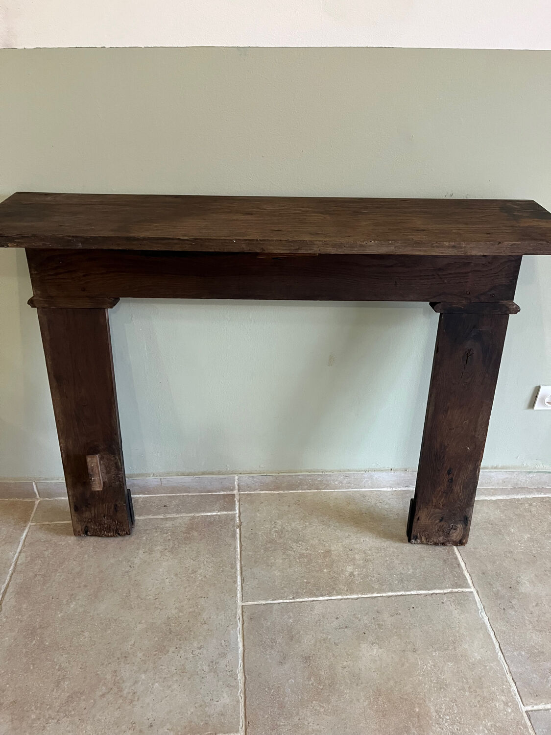 Antique wooden fireplace mantel
