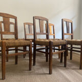 Suite de 6 chaises à corde milieu de siècle 1950