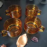 Set of 4 Vereco amber glass cups