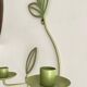 Wall Candle Holder, Green Metal Leaves