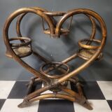 Authentic vintage wicker rattan plant stand planter.