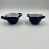 Enamelled metal fondue pot duo