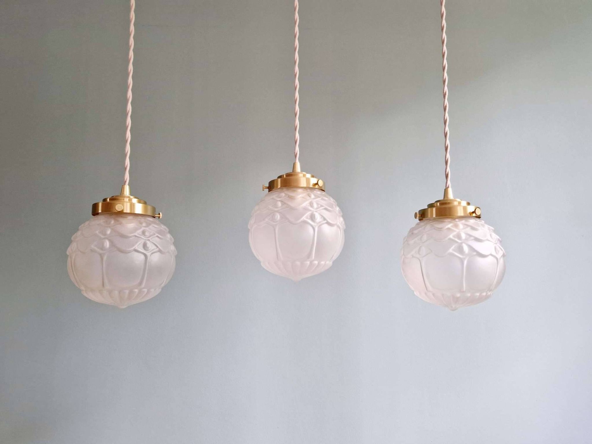Art Deco satin glass pendant (2 available), 1920s-30s