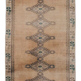 Distressed turkish oushak rug runner with soft color 100 x 228 cm