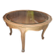 Round table in glass and wood