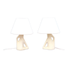Pair of white ceramic lamps, 50s