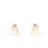 Paire de lampes blanches en céramique années 50