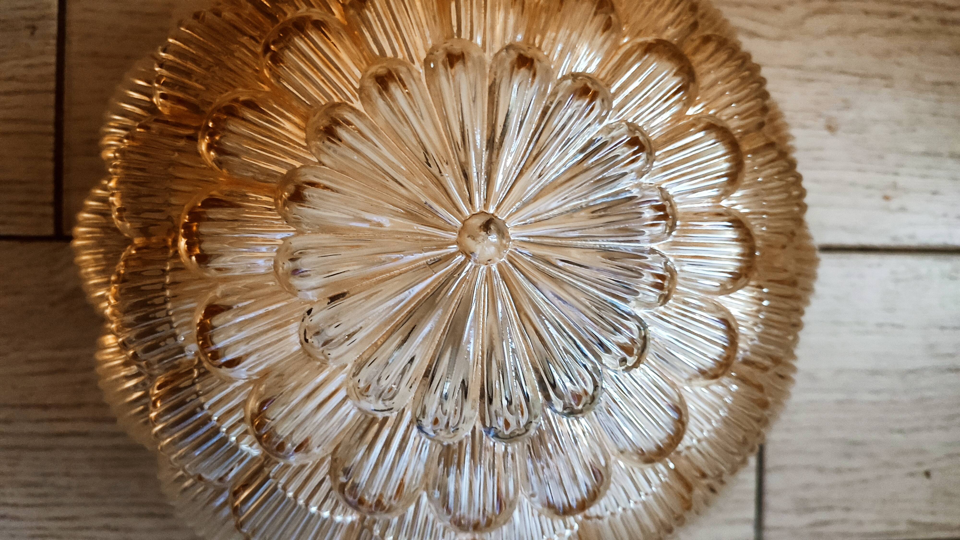 Vintage ceiling light in gold iridescent glass