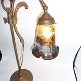 Lampe ancienne tulipe pate de verre
