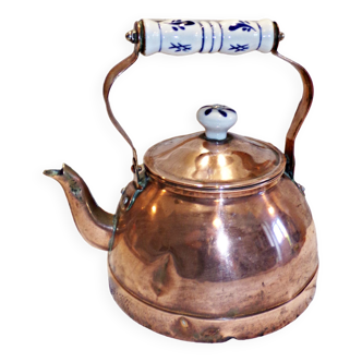 Old Copper and Porcelain Kettle