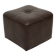 Vintage Square Pouf Brown Faux Leather Patchwork 40cm