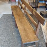Large oak bench with back